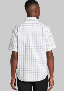 1905 Collection Tailored Fit Bold Grid Short Sleeve Button Up Shirt