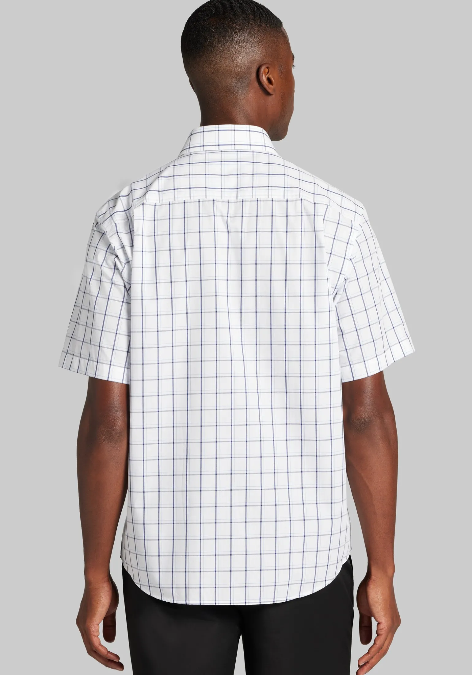 1905 Collection Tailored Fit Bold Grid Short Sleeve Button Up Shirt