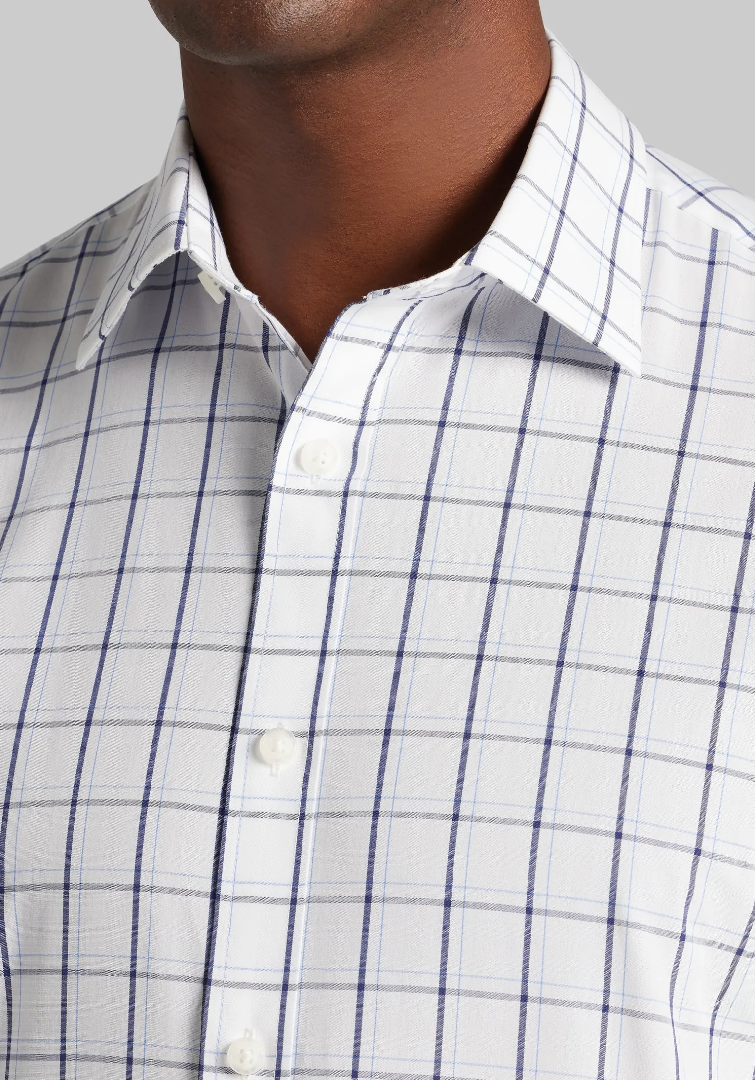 1905 Collection Tailored Fit Bold Grid Short Sleeve Button Up Shirt