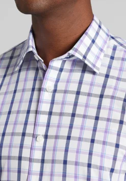 1905 Collection Tailored Fit Large Plaid Short Sleeve Button Up Shirt
