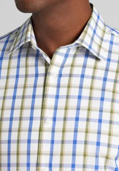 1905 Collection Tailored Fit Large Plaid Short Sleeve Button Up Shirt