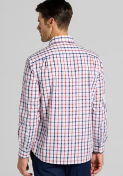 1905 Collection Tailored Fit Large Check Button Up Shirt