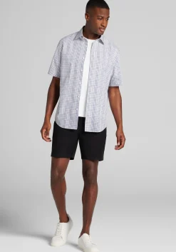 1905 Collection Tailored Fit Medium Plaid Short Sleeve Button Up Shirt