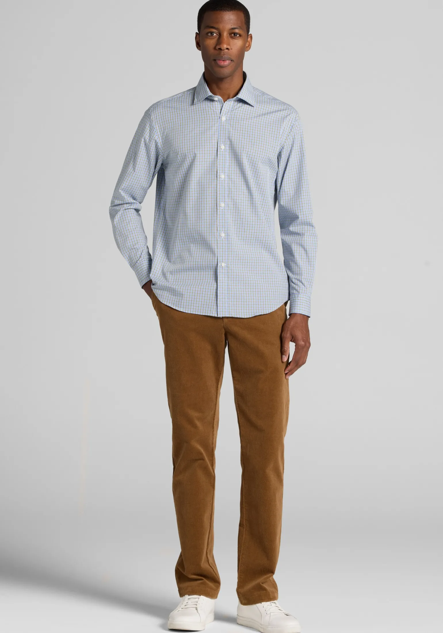 1905 Collection Tailored Fit Mini Gingham Button Up Shirt