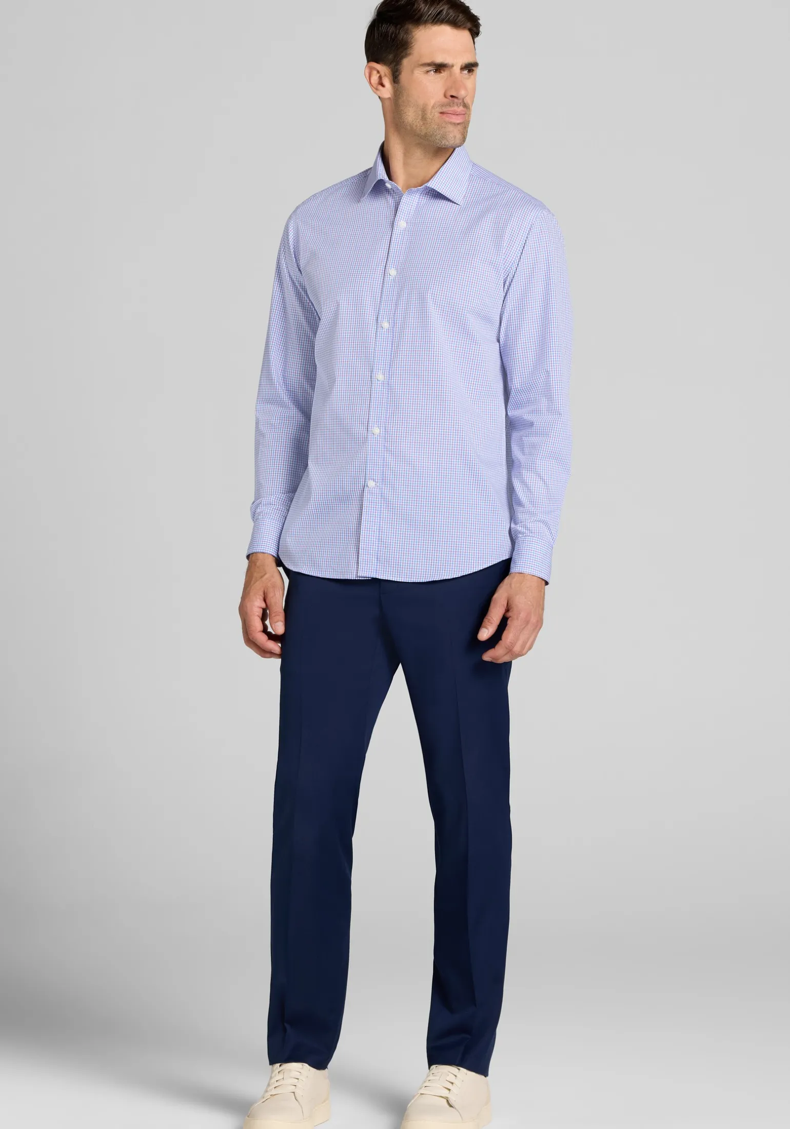 1905 Collection Tailored Fit Mini Gingham Button Up Shirt