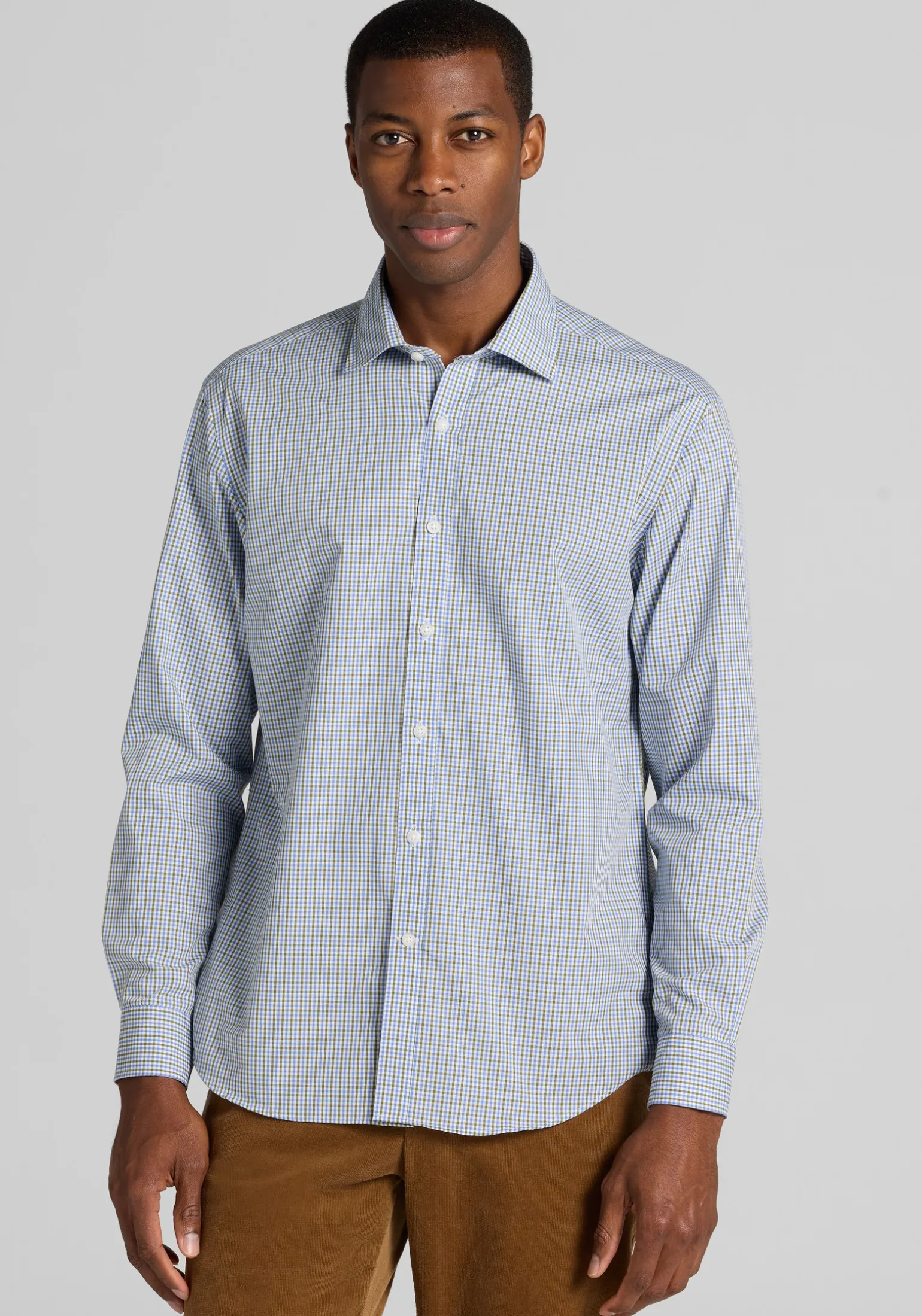 1905 Collection Tailored Fit Mini Gingham Button Up Shirt
