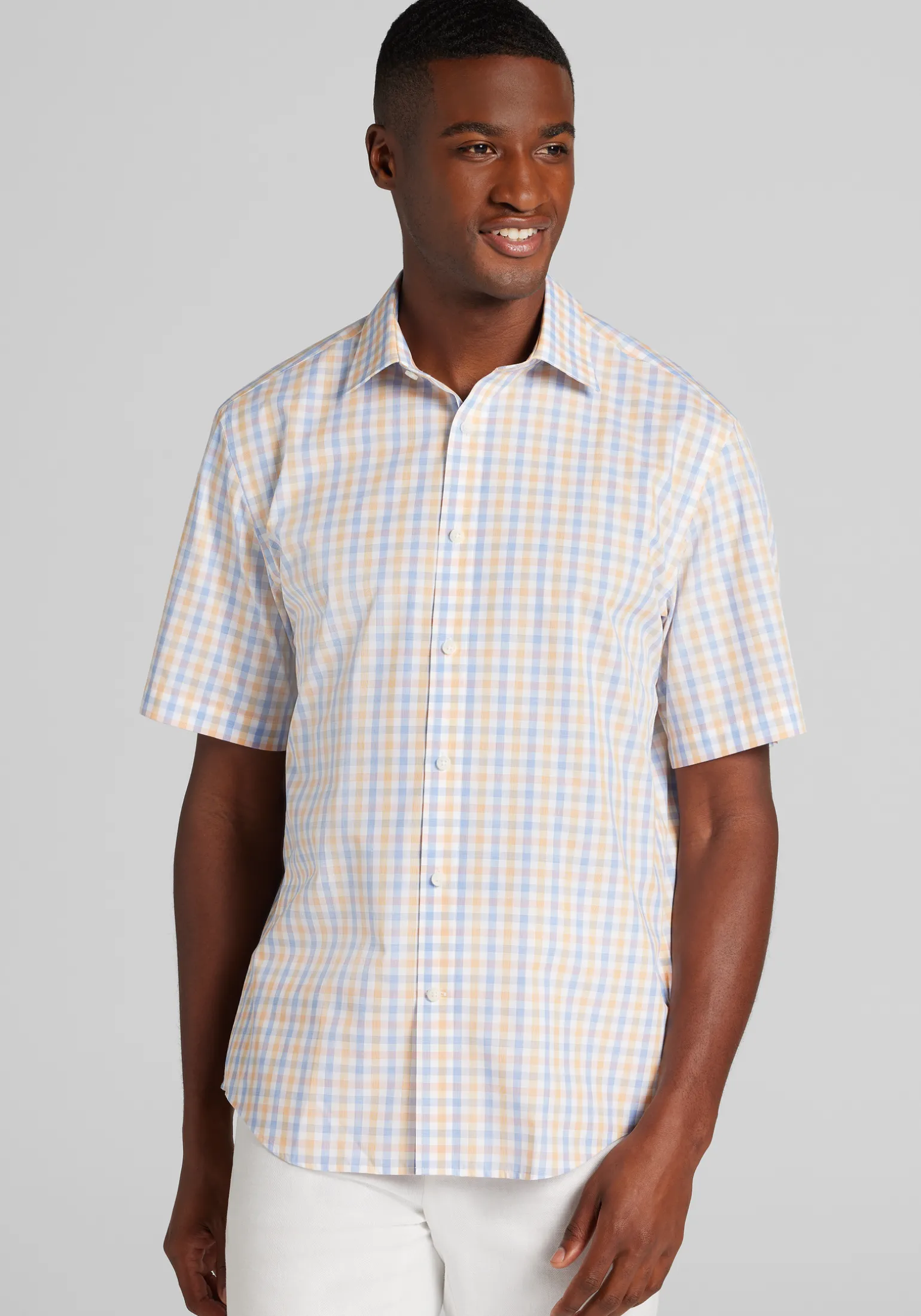 1905 Collection Tailored Fit Multi Gingham Short Sleeve Button Up Shirt