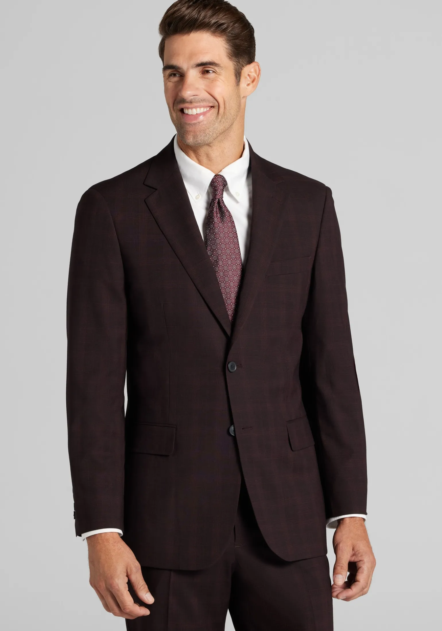1905 Collection Tailored Fit Plaid Suit Separates Jacket