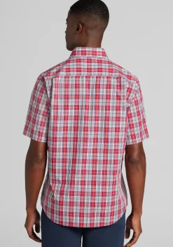 1905 Collection Tailored Fit Plaid Short Sleeve Button Up Shirt