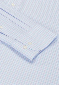 1905 Collection Tailored Fit Spread Collar Grid 4-Way Stretch Dress Shirt