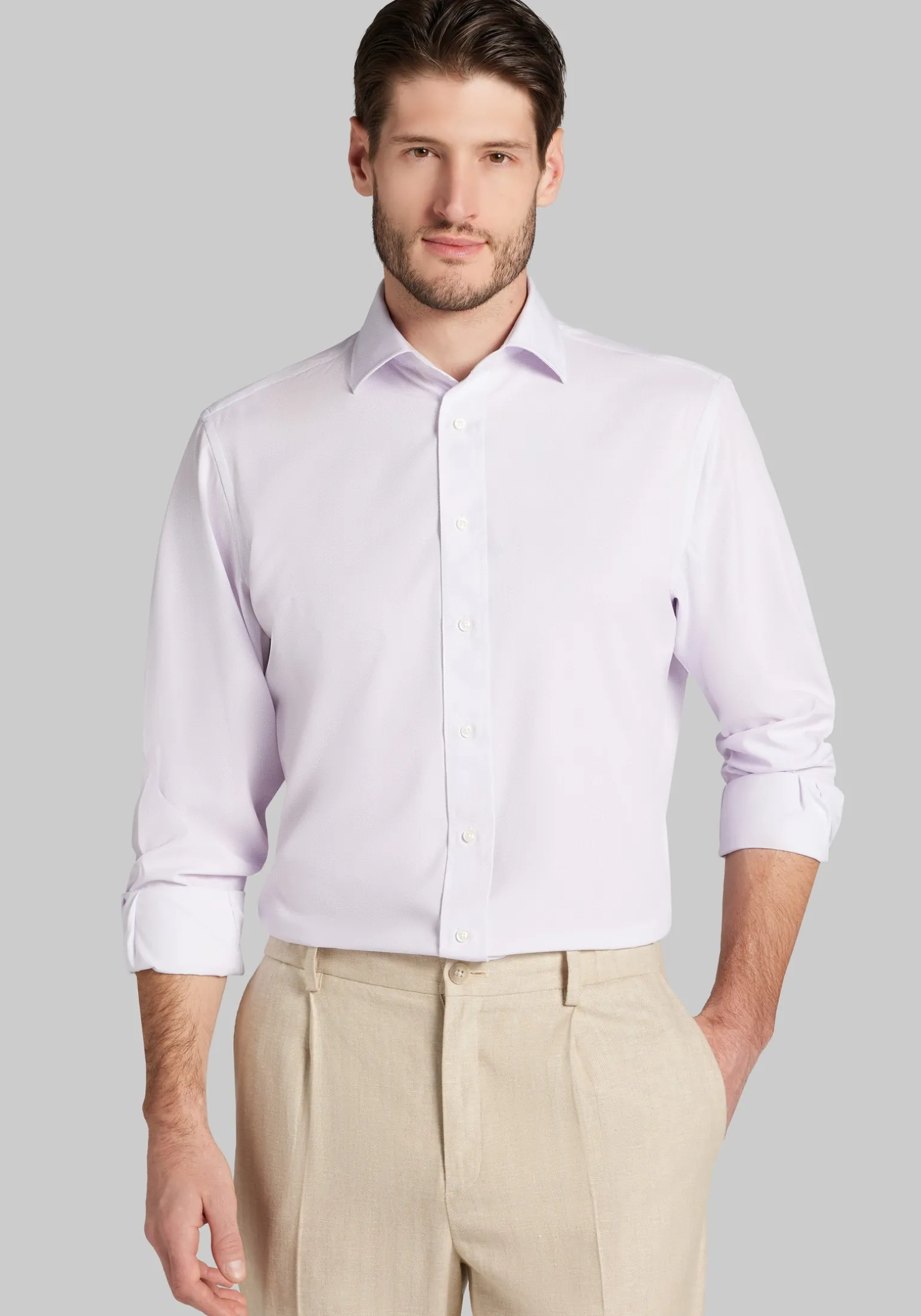 1905 Collection Tailored Fit Spread Collar Geo 4-Way Stretch Dress Shirt