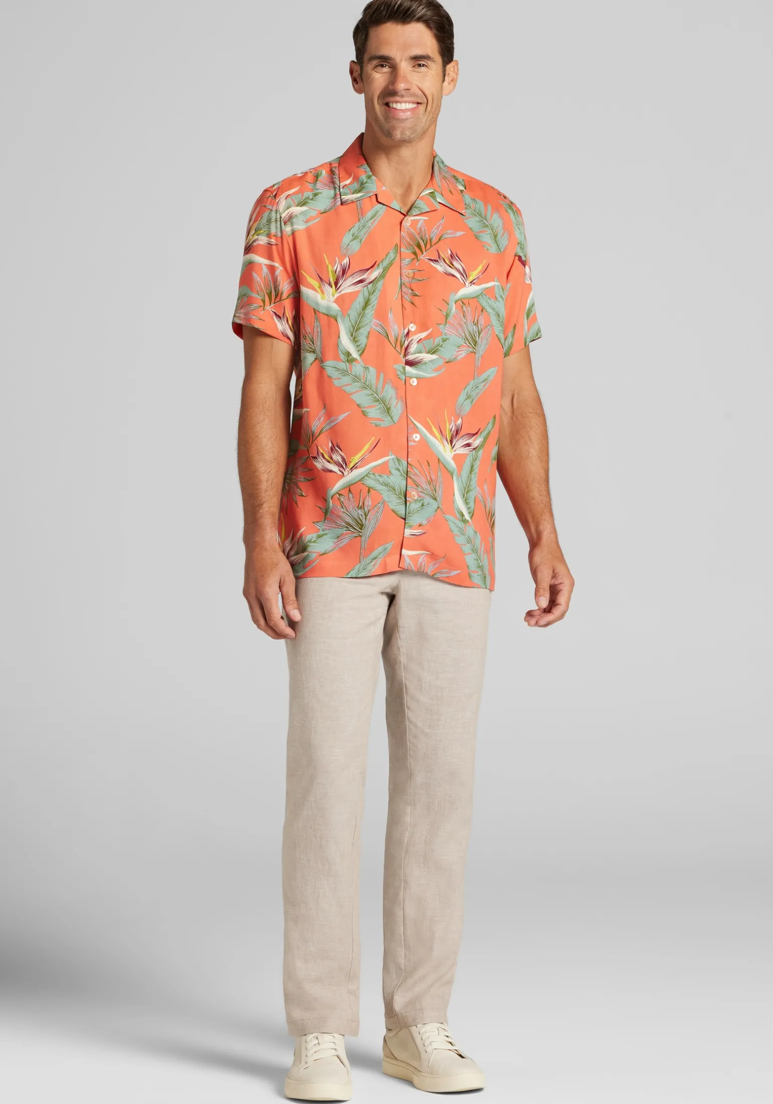 1905 Collection Tailored Fit Tropical Floral Short Sleeve Hawaiian Camp Shirt CLEARANCE