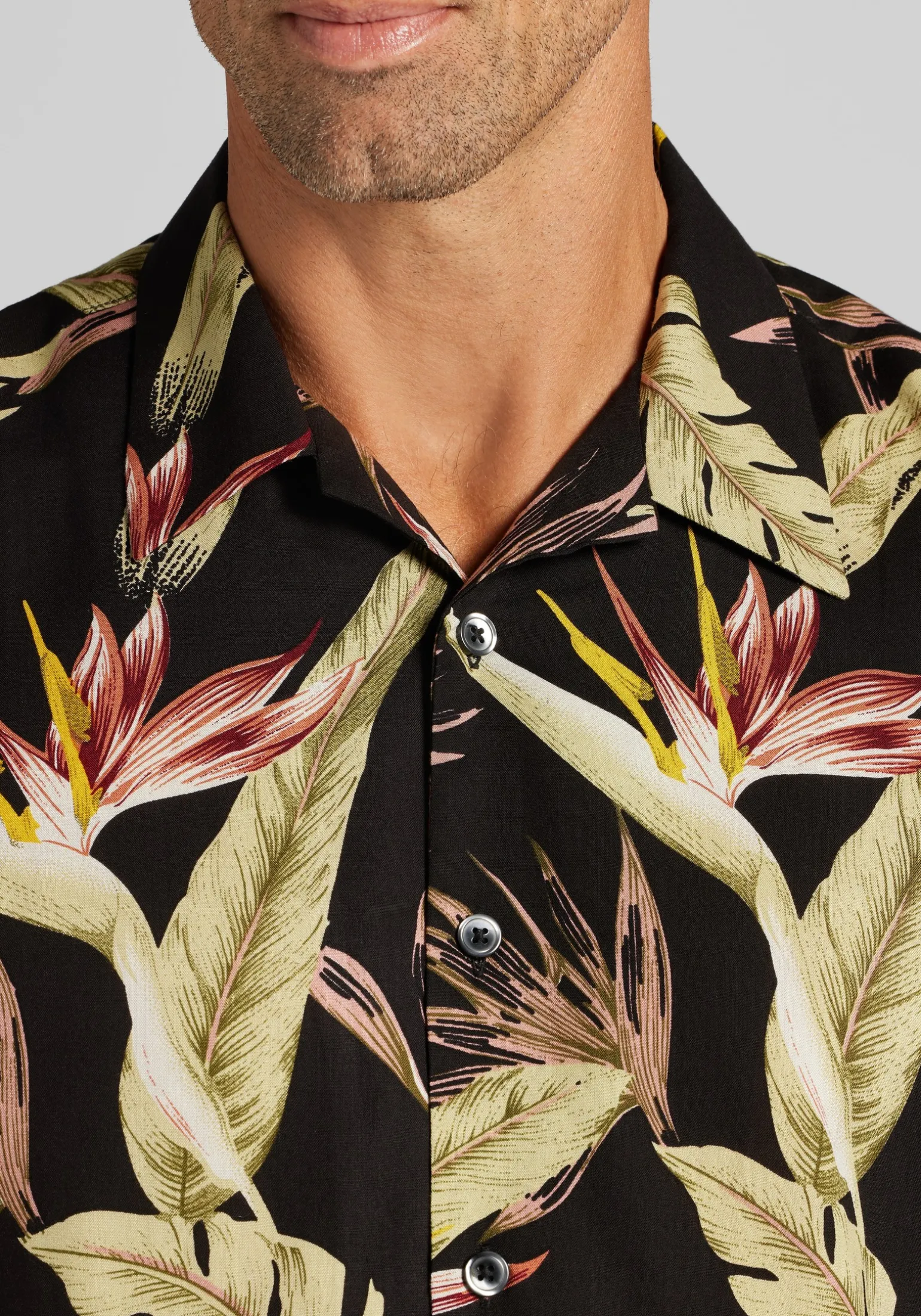 1905 Collection Tailored Fit Tropical Floral Short Sleeve Hawaiian Camp Shirt CLEARANCE