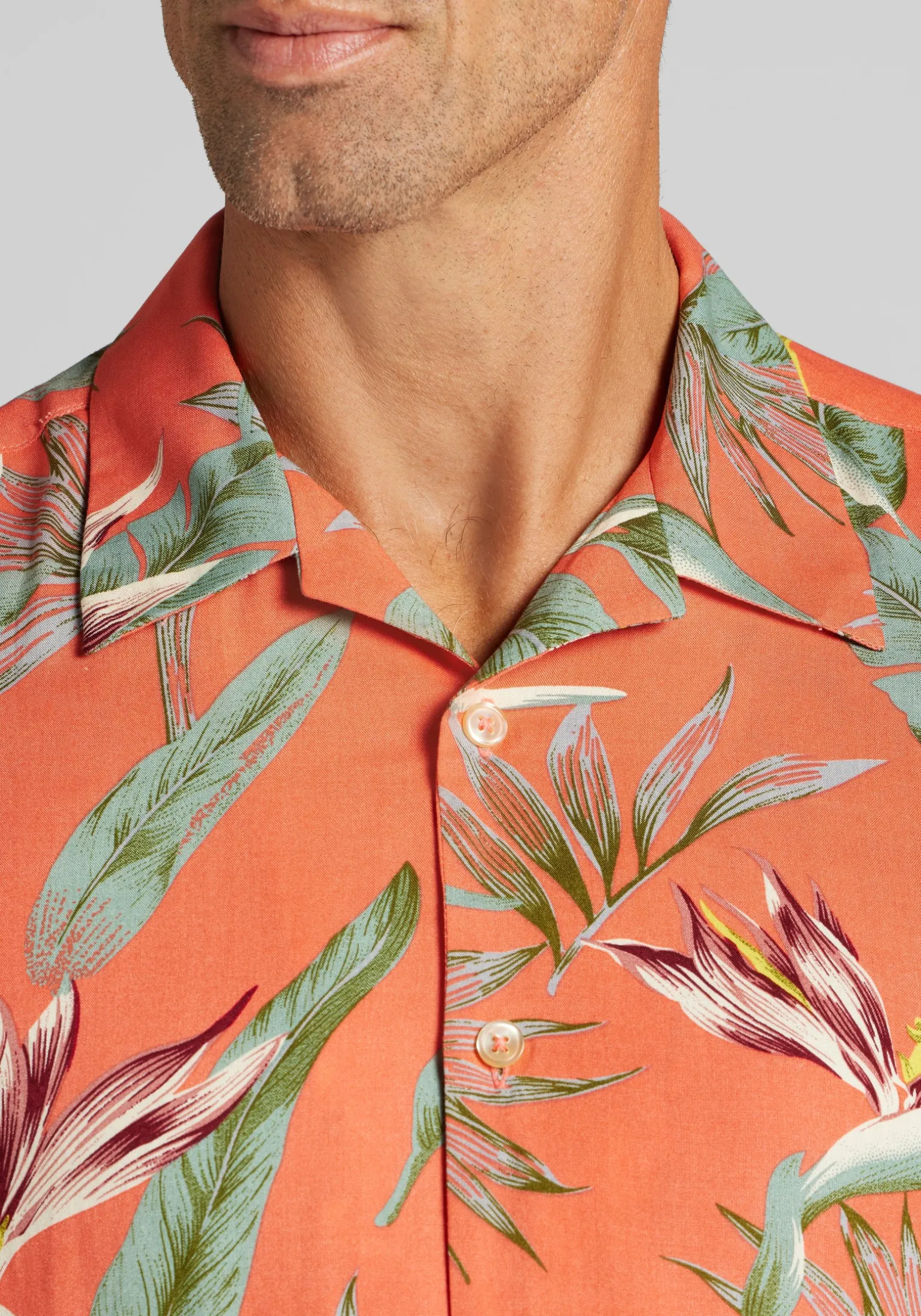 1905 Collection Tailored Fit Tropical Floral Short Sleeve Hawaiian Camp Shirt CLEARANCE