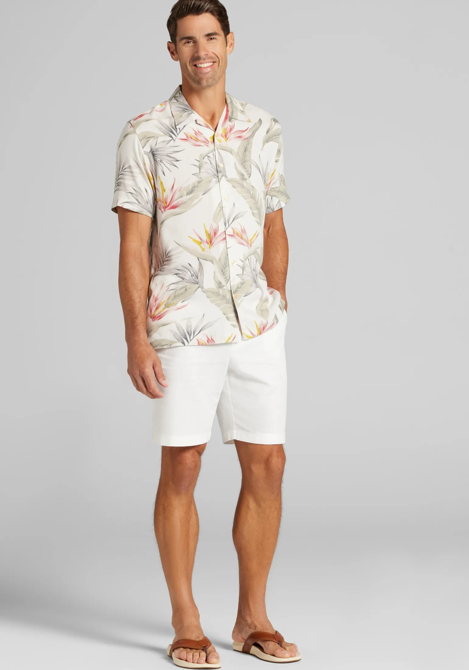 1905 Collection Tailored Fit Tropical Floral Short Sleeve Hawaiian Camp Shirt CLEARANCE