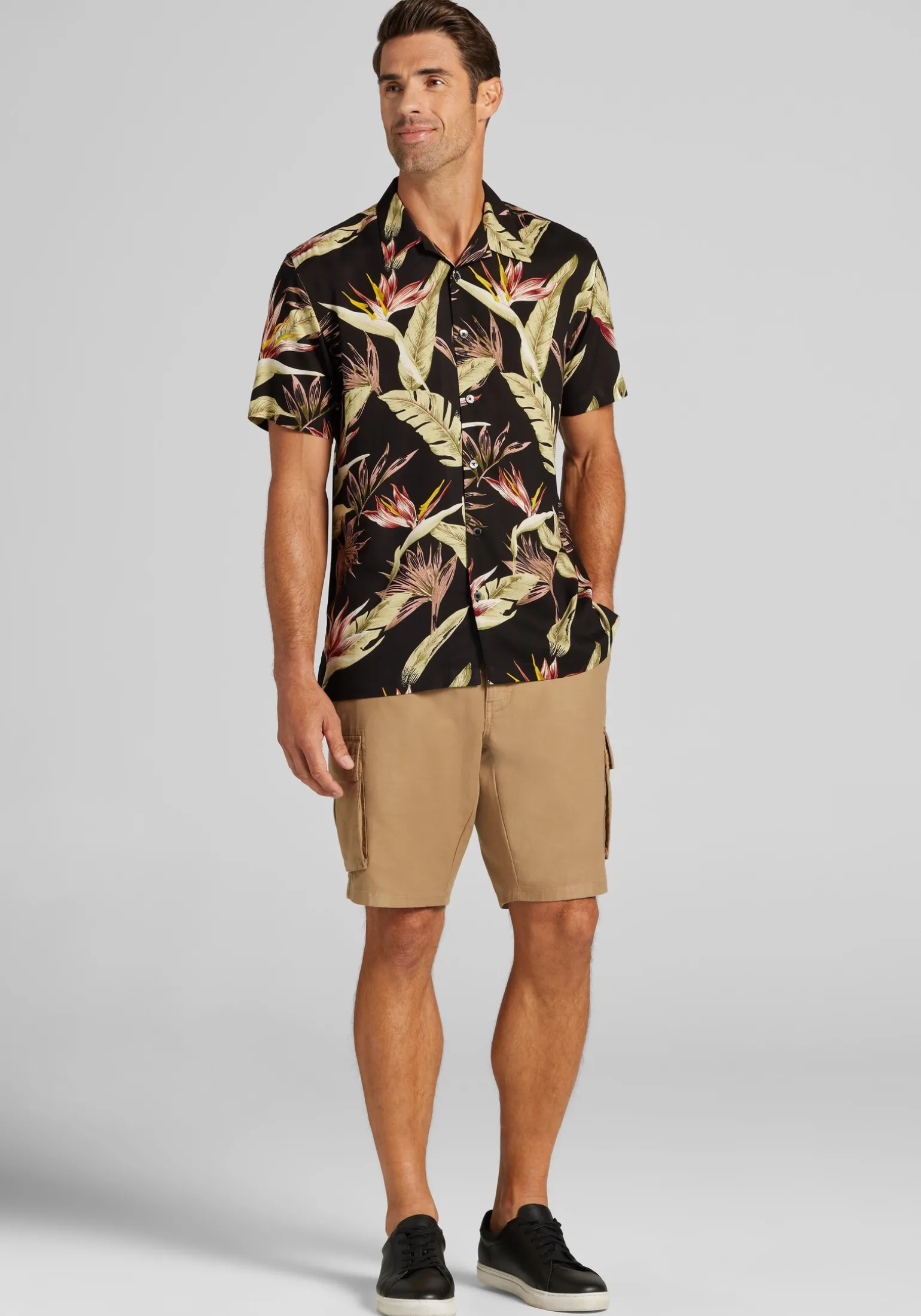 1905 Collection Tailored Fit Tropical Floral Short Sleeve Hawaiian Camp Shirt CLEARANCE