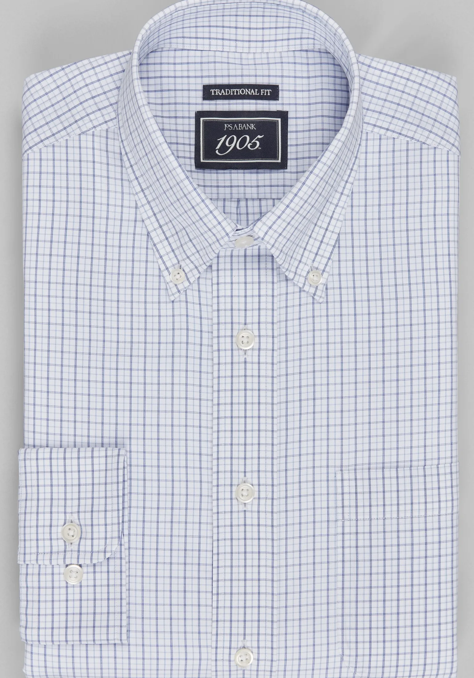 1905 Collection Traditional Fit Button-Down Collar Check Dress Shirt