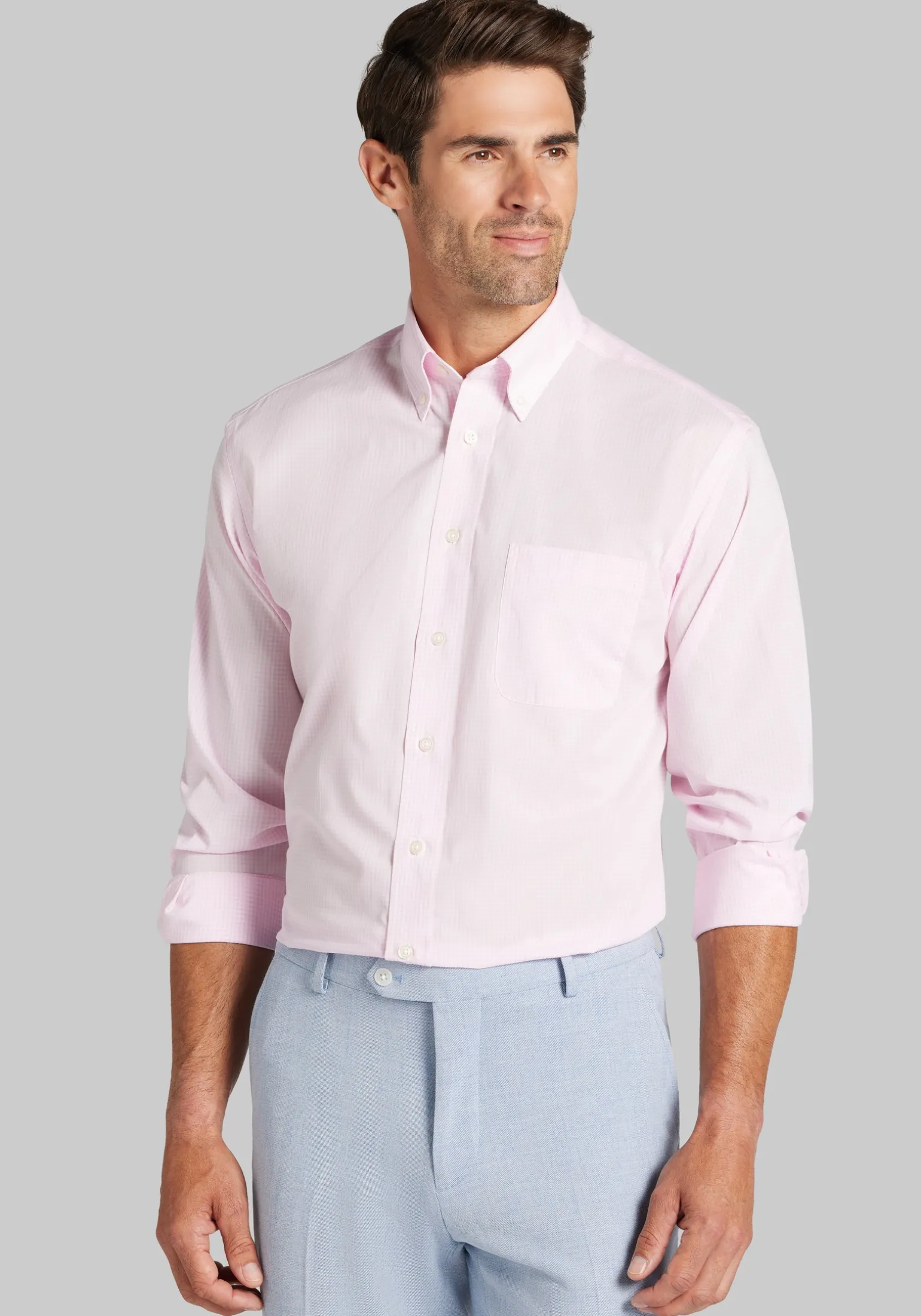 1905 Collection Traditional Fit Button-Down Collar Check Dress Shirt