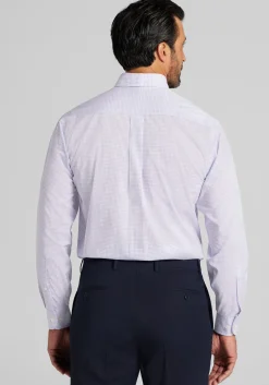 1905 Collection Traditional Fit 4-Way Stretch Button-Down Collar Mini Plaid Dress Shirt