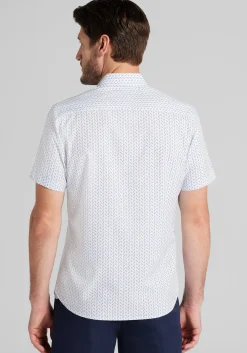 Con.Struct Slim Fit Mini Geo 4-Way Stretch Short Sleeve Button Up Shirt
