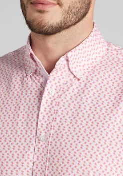 Con.Struct Slim Fit Mini Zigzag 4-Way Stretch Short Sleeve Button Up Shirt