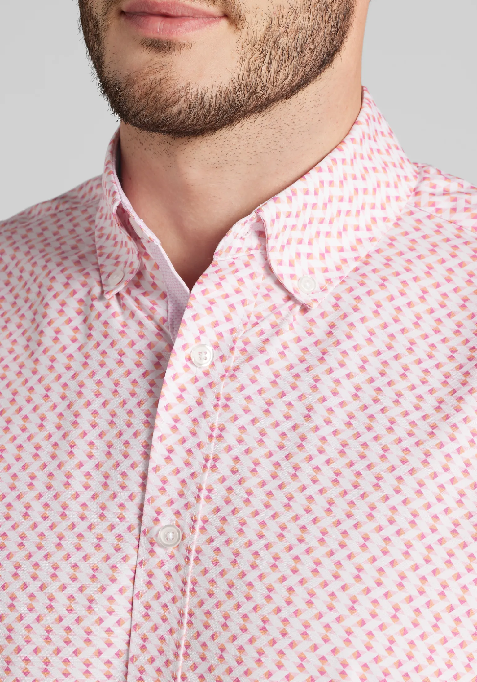 Con.Struct Slim Fit Mini Zigzag 4-Way Stretch Short Sleeve Button Up Shirt
