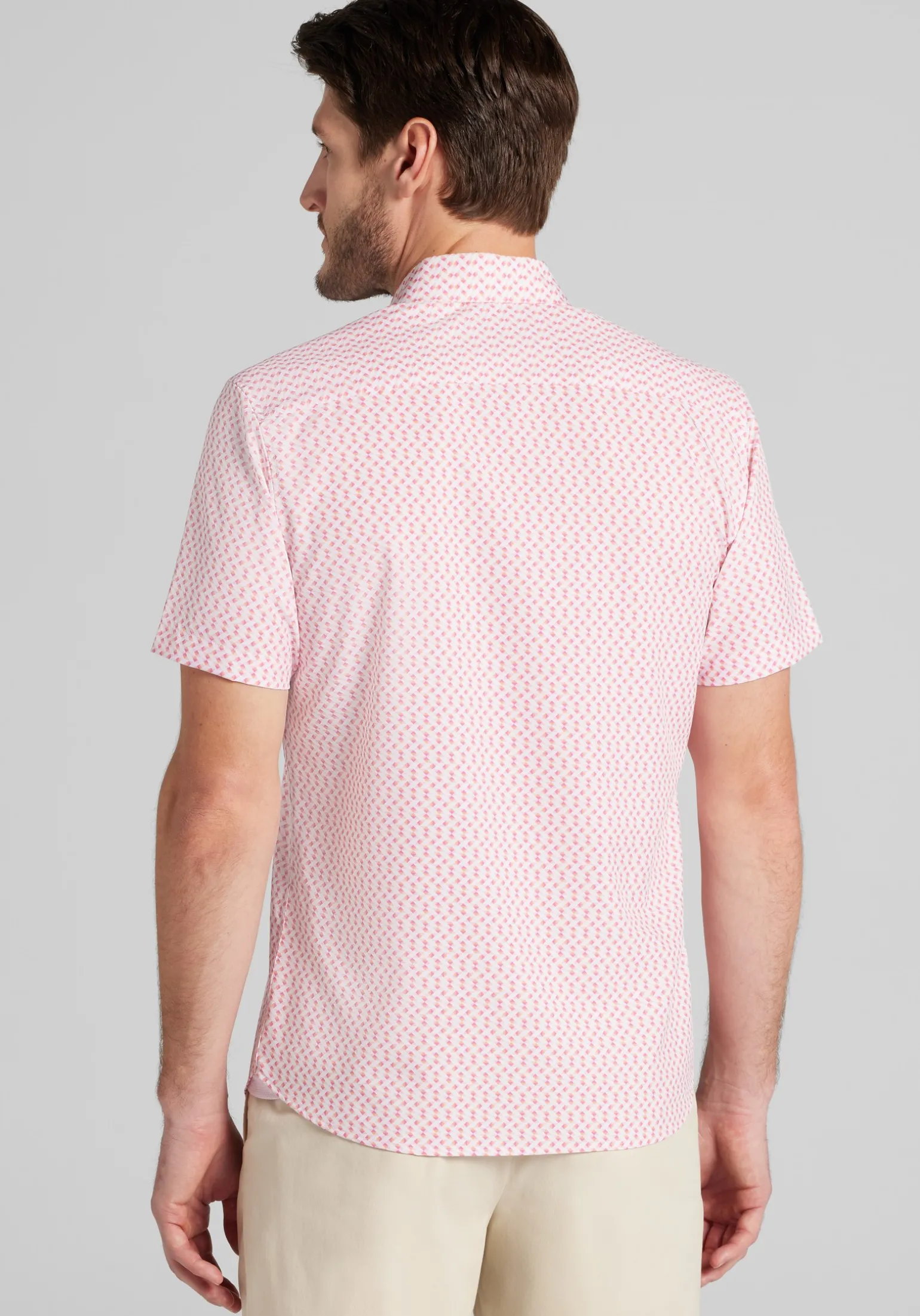 Con.Struct Slim Fit Mini Zigzag 4-Way Stretch Short Sleeve Button Up Shirt