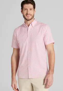 Con.Struct Slim Fit Mini Zigzag 4-Way Stretch Short Sleeve Button Up Shirt