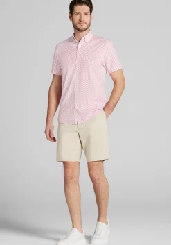 Con.Struct Slim Fit Mini Zigzag 4-Way Stretch Short Sleeve Button Up Shirt