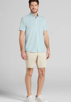 Con.Struct Slim Fit Mini Zig-Zag 4‑Way Stretch Short-Sleeve Button Up Shirt