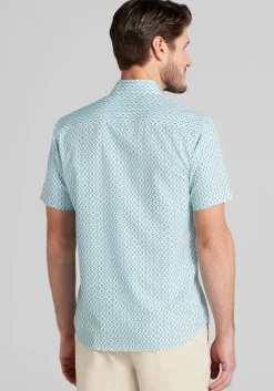 Con.Struct Slim Fit Mini Zig-Zag 4‑Way Stretch Short-Sleeve Button Up Shirt