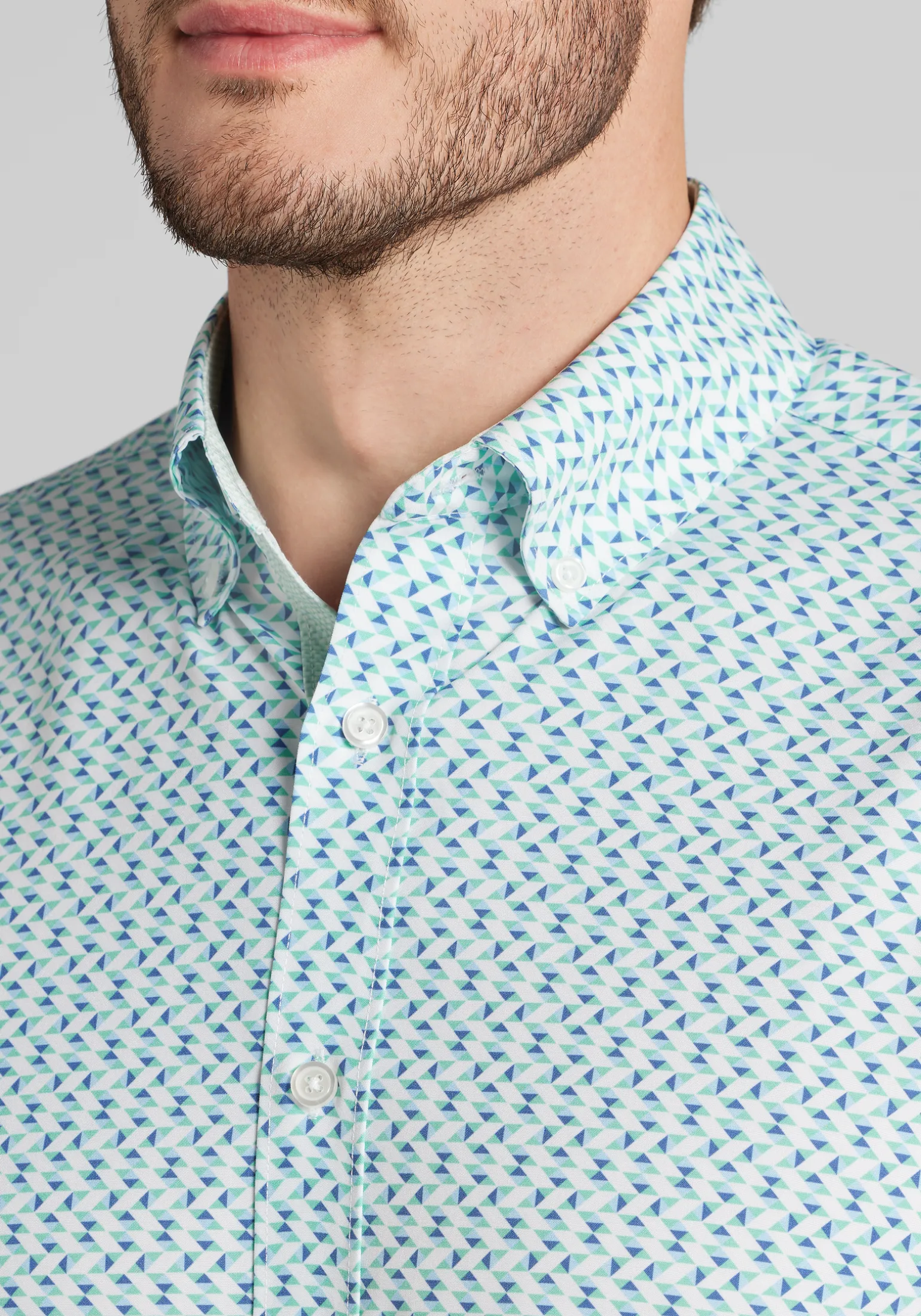 Con.Struct Slim Fit Mini Zig-Zag 4‑Way Stretch Short-Sleeve Button Up Shirt - Big & Tall