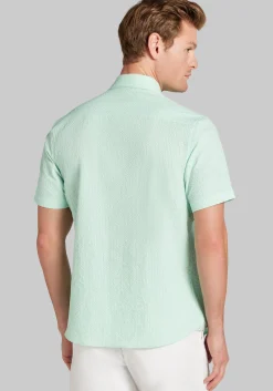 Con.Struct Slim Fit Solid Seersucker Short Sleeve Button Up Shirt