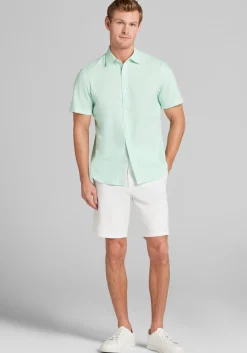 Con.Struct Slim Fit Solid Seersucker Short Sleeve Button Up Shirt