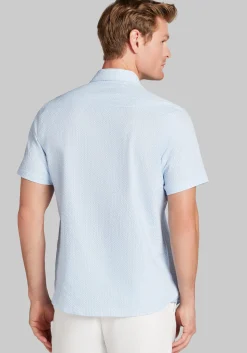Con.Struct Slim Fit Solid Seersucker Short Sleeve Button Up Shirt