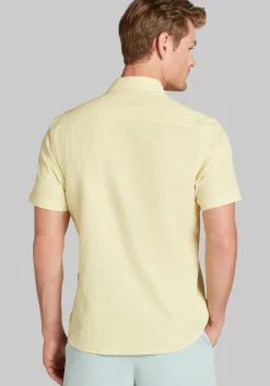 Con.Struct Slim Fit Solid Seersucker Short Sleeve Button Up Shirt