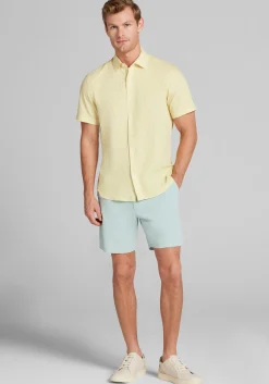 Con.Struct Slim Fit Solid Seersucker Short Sleeve Button Up Shirt