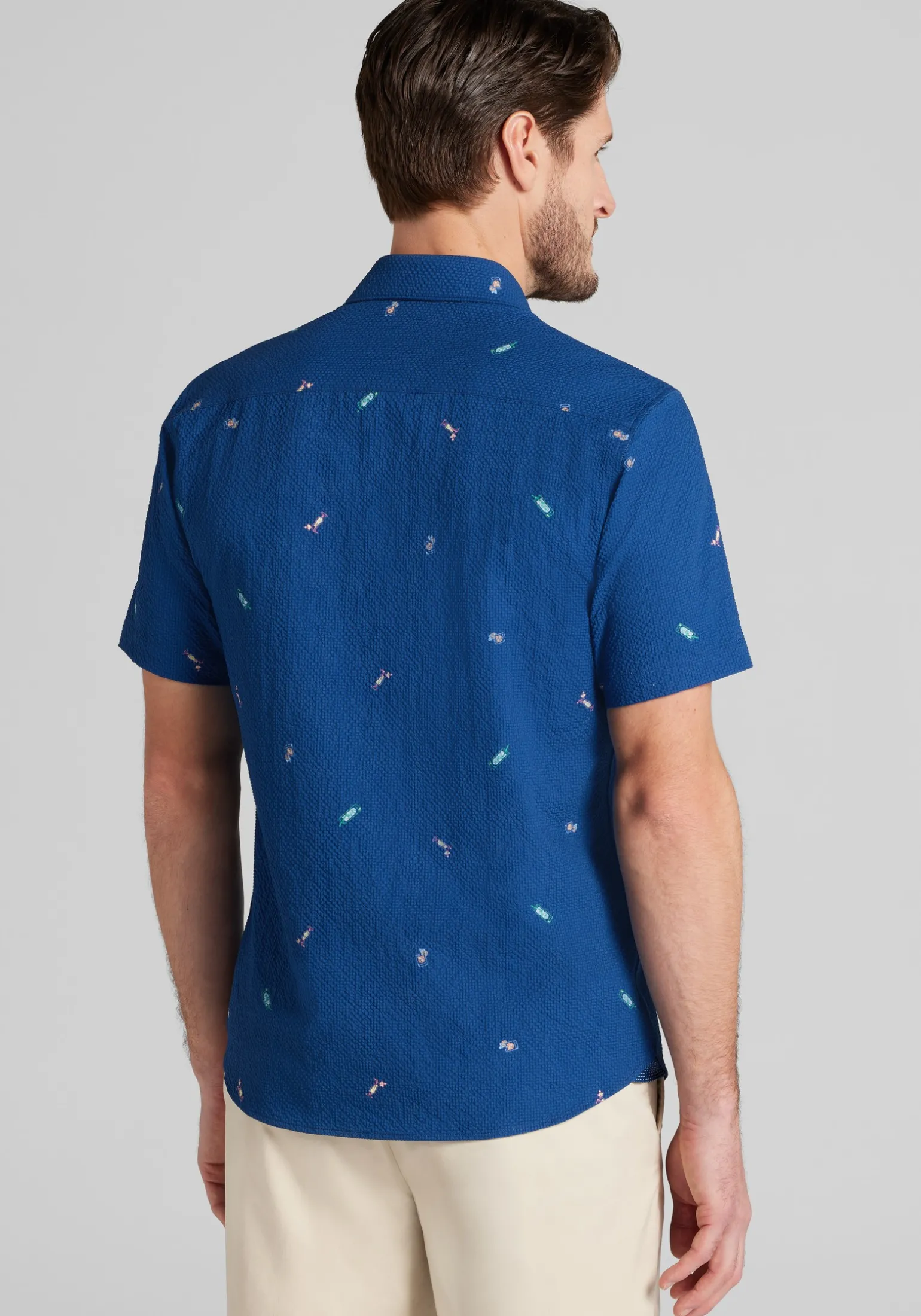 Con.Struct Tailored Fit Cocktails Seersucker Short-Sleeve Shirt