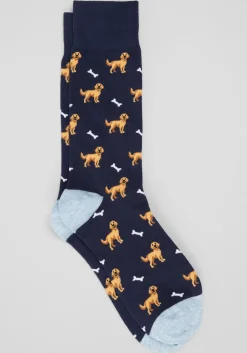 Golden Retriever And Bones Socks, 1-Pair