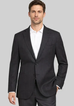 Gruner1949 Tailored Fit Windowpane 4-Way Stretch Knit Sportcoat