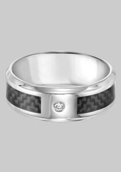 GTX 8mm Diamond Accent Stainless Steel and Carbon Band
