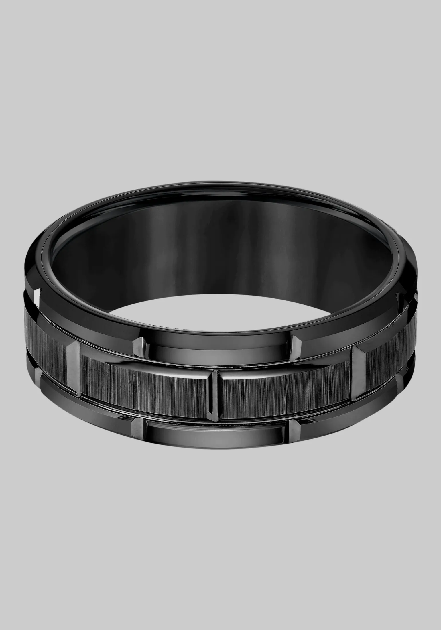 GTX 8mm Flat Edge Brick Pattern Tungsten Carbide Band