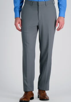 Haggar Premium Comfort Straight Fit Tonal Windowpane Flat Front Dress Pants