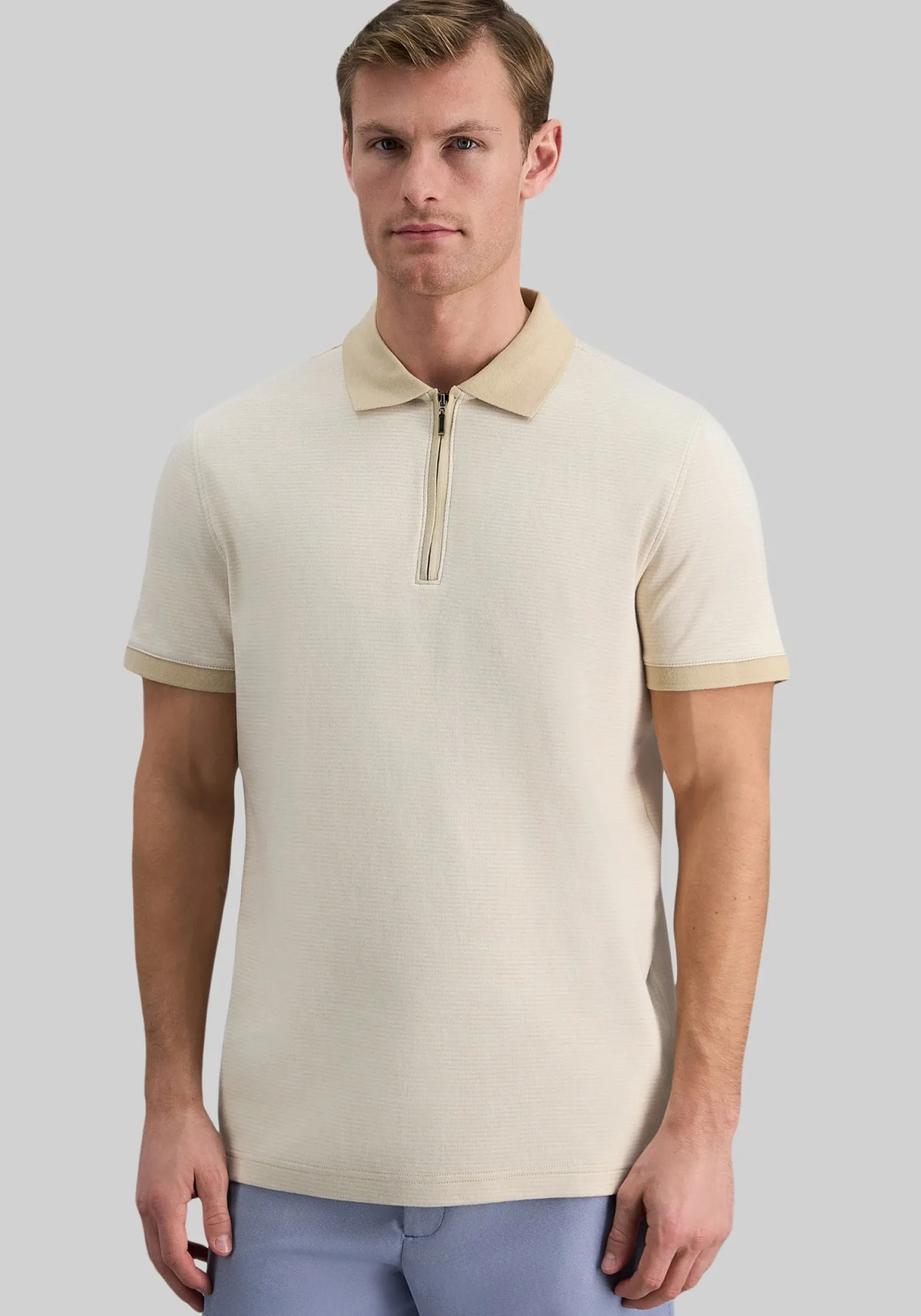Haggar Regular Fit Rib Knit 1/4 Zip Front Short Sleeve Polo