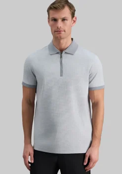Haggar Regular Fit Rib Knit 1/4 Zip Front Short Sleeve Polo
