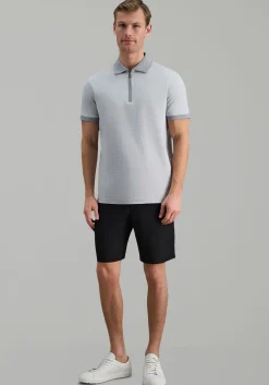 Haggar Regular Fit Rib Knit 1/4 Zip Front Short Sleeve Polo