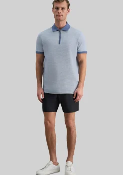 Haggar Regular Fit Rib Knit 1/4 Zip Front Short Sleeve Polo