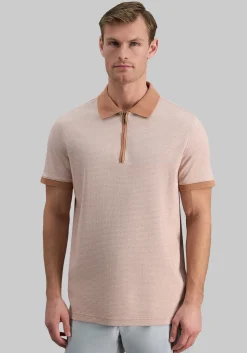Haggar Regular Fit Rib Knit 1/4 Zip Front Short Sleeve Polo