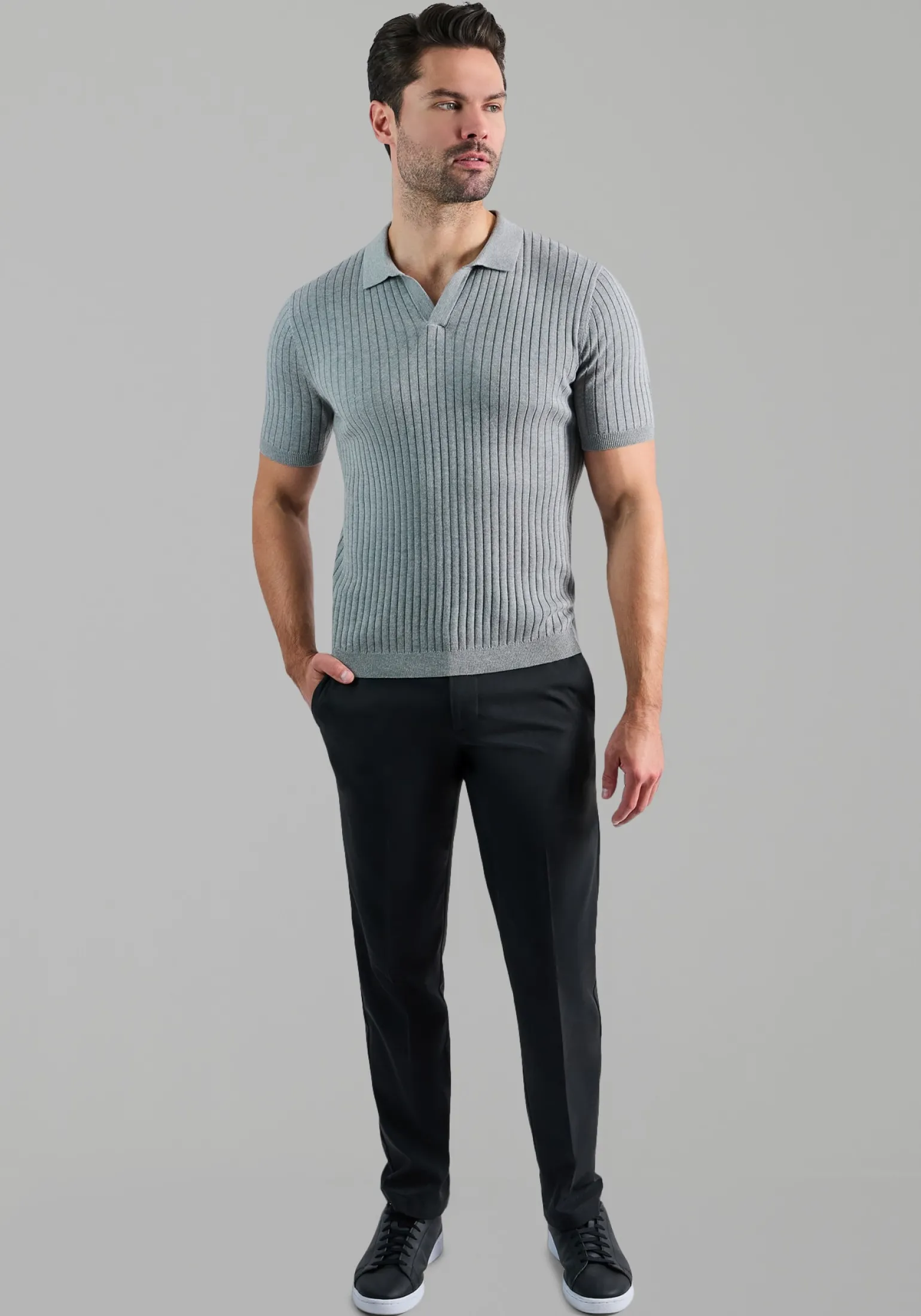 Haggar Slim Fit Johnny Collar Short Sleeve Sweater