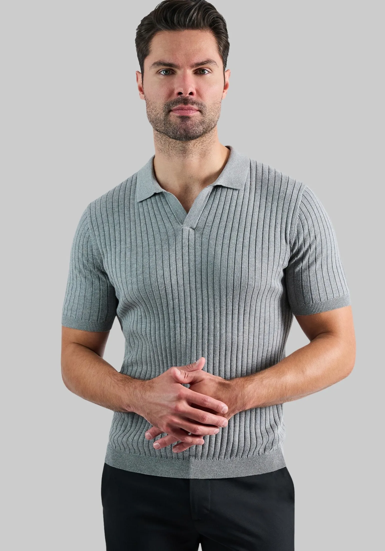 Haggar Slim Fit Johnny Collar Short Sleeve Sweater